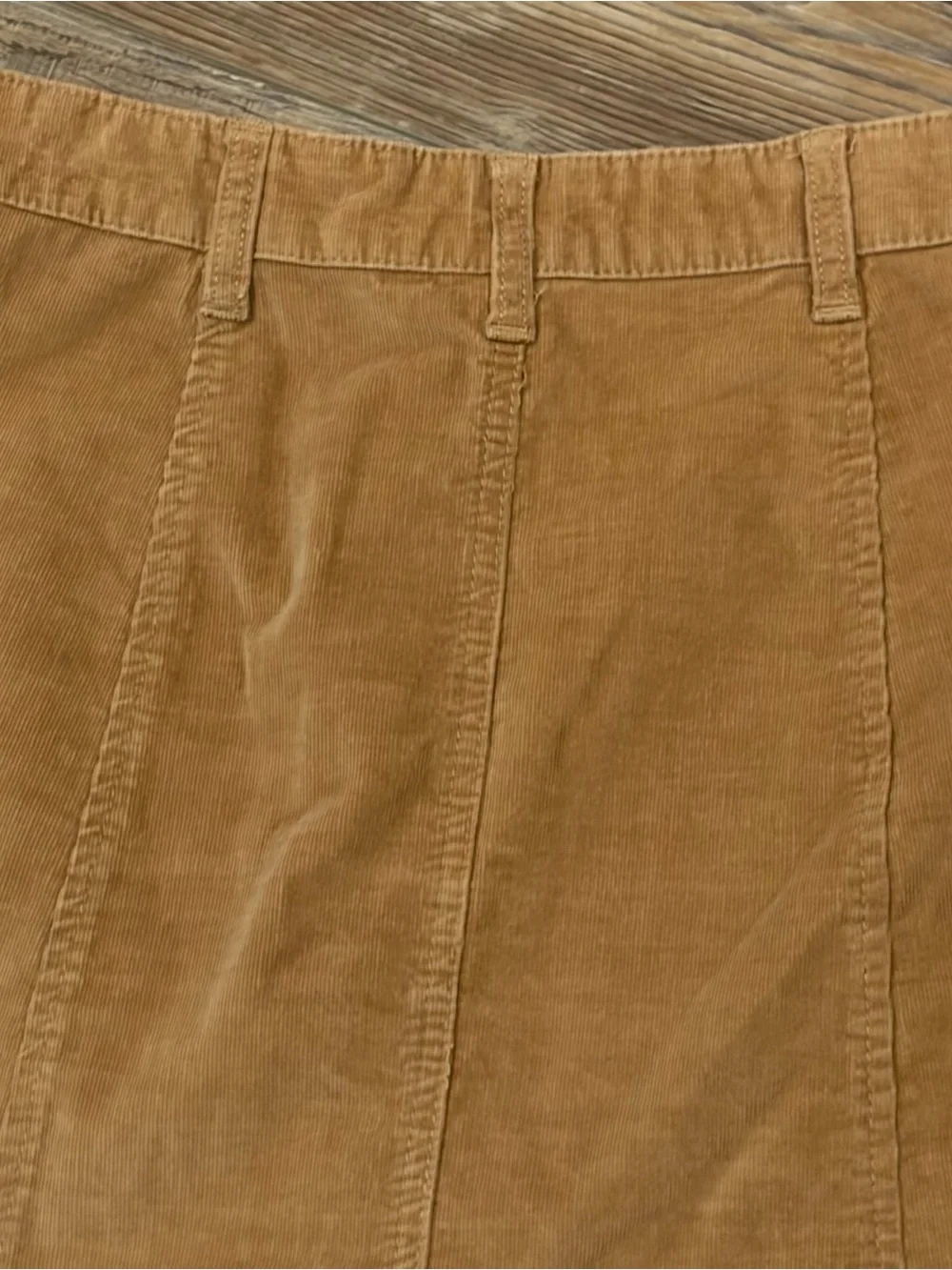 Celebrity Pink Button-Front Corduroy Mini Skirt in Camel/Tan